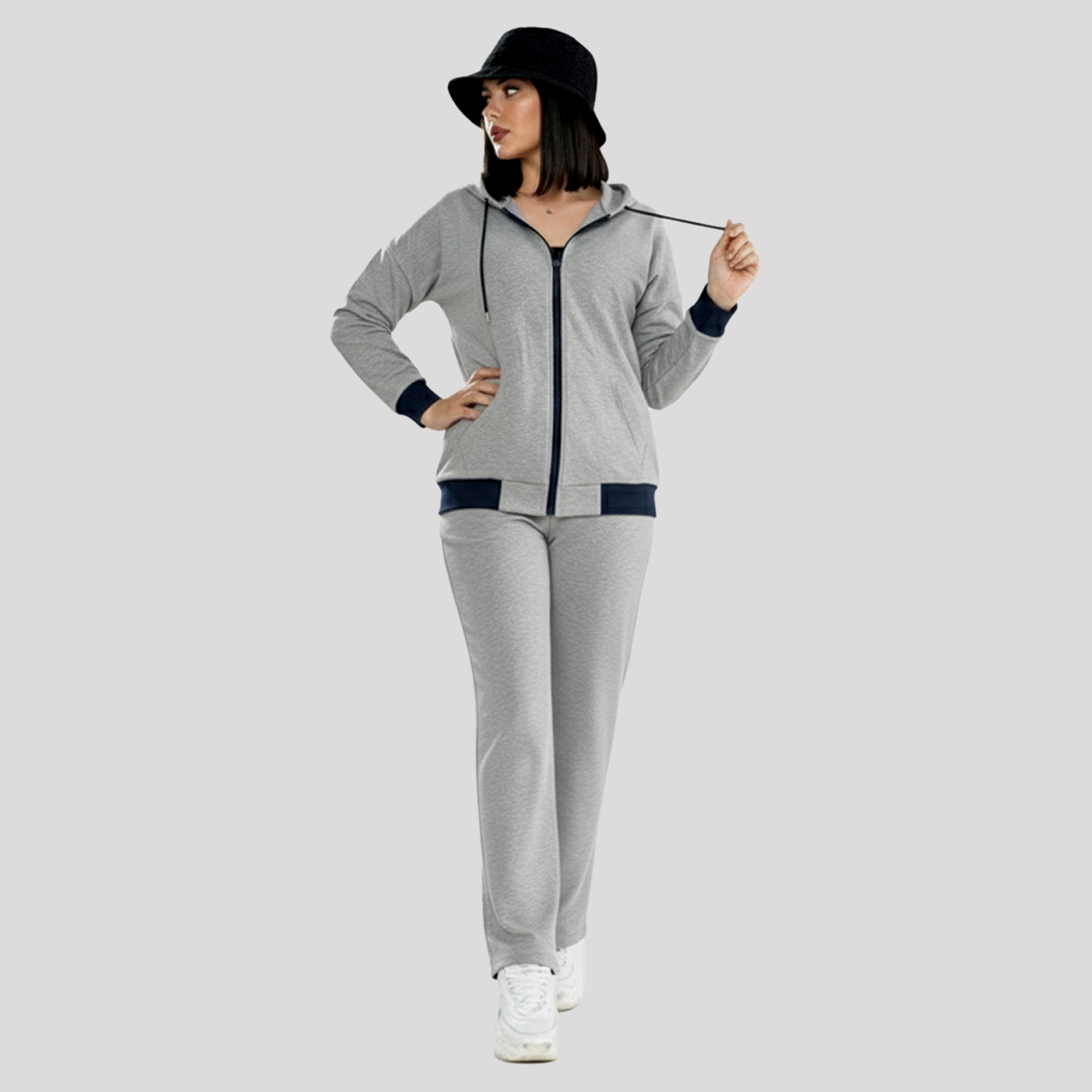 ست سویشرت شلوار ملانژ زنانه